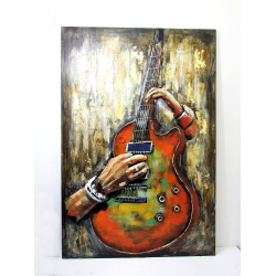 Obraz metalowy industrialny 120 x 80 cm Gitara